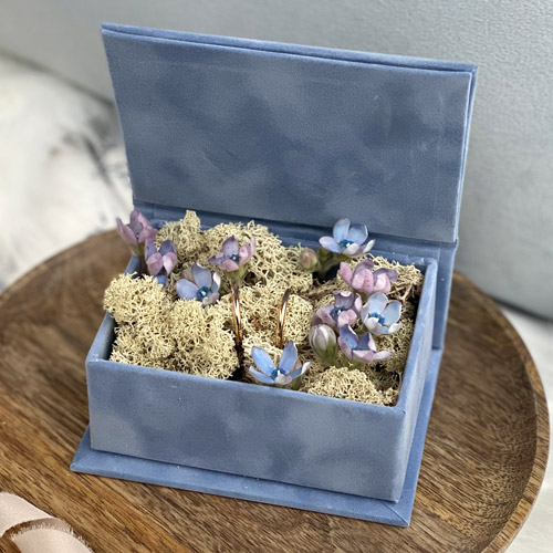 wedding box scatole velluto blu portafedi
